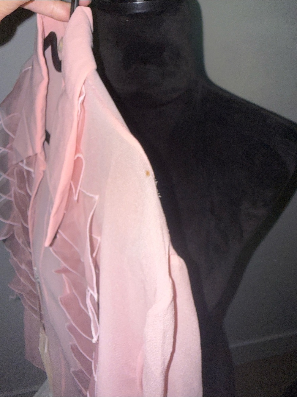 Valentino Pink Silk Chiffon Sheer Ruffle Button-Up Blouse Long Sleeve 12 - Picture 7 of 7